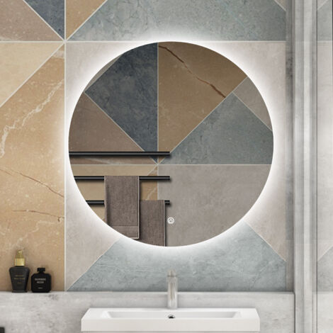 AICA 100 x 100cm Specchio da bagno con LED,Tondo,Disappannamento,Touch,Memoria,Dimmerabile,Retroilluminato