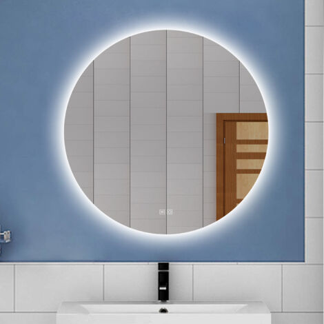 AICA 60 x 60cm Specchio da bagno con LED,Tondo,Disappannamento,Touch,Memoria,Dimmerabile con 3 Colore Regolabile,Retroilluminato
