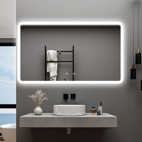 Specchio da bagno illuminato a LED retroilluminato da 500/600/700/800 mm con luci a LED, specchio da parete per trucco da bagno illuminato, specchio cosmetico (Color : White light