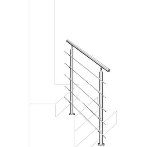 Balaustra Corrimano Ringhiera in acciaio inox 304 spazzolato 80x106cm per interni ed esterni 5 barre trasversali