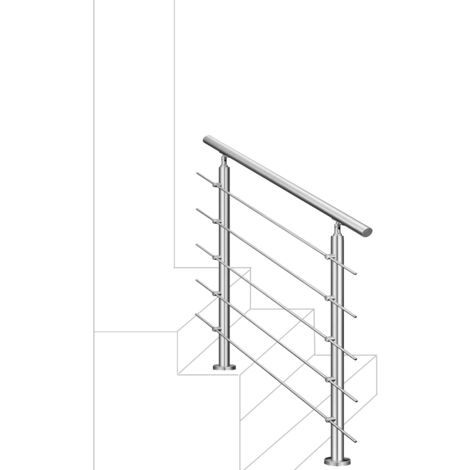 Balaustra Corrimano Ringhiera in acciaio inox 304 spazzolato 120x106cm per interni ed esterni 5 barre trasversali