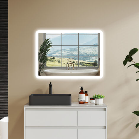 Specchio da Bagno con Angoli Squadrati Altoparlante Bluetooth e Disegno Sabbiato Retroilluminato led 20W art. spe414 - Vendita Online