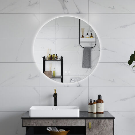 Specchio Da Bagno Rotondo 50cm - Cornice Nera Opaca, Senza Luci - Foto 5