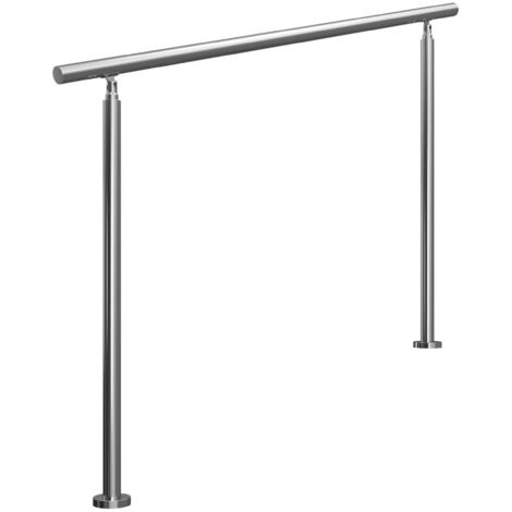 Ringhiera Balaustra Corrimano Acciaio inox spazzolato, ringhiera argenta per uso interno ed esterno 120 x 106 cm, senza tirante