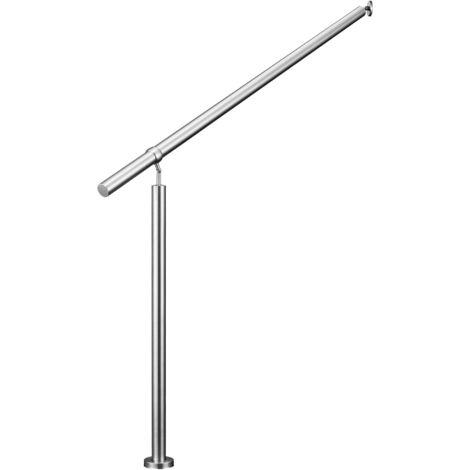 Ringhiera Balaustra Corrimano Acciaio inox spazzolato, ringhiera argento per scale esterne interne 120 x 106 cm angolo regolabile fissaggio a parete