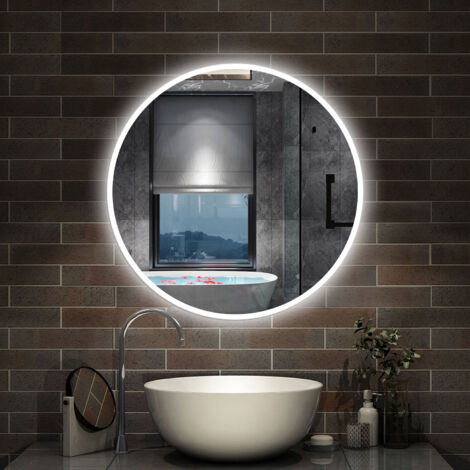 AICA - Specchio Bluetooth con led 80X80cm.Cornice smerigliata.Touch + Antiappannamento