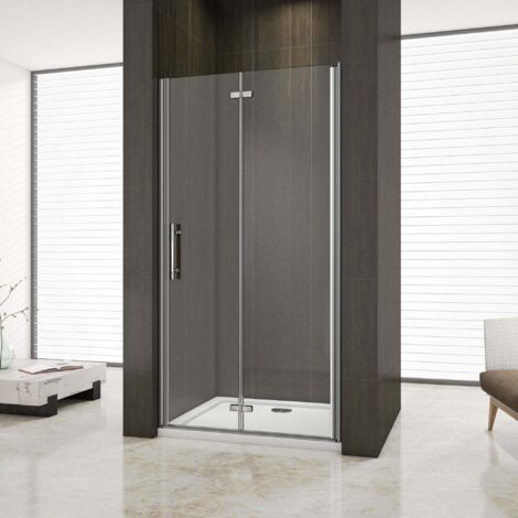 195 cm Porta Doccia Per Nicchia Battente e Pieghevole a Libro In Vetro Temperato Trasparente Anticalcare Da 6 mm larga 85cm