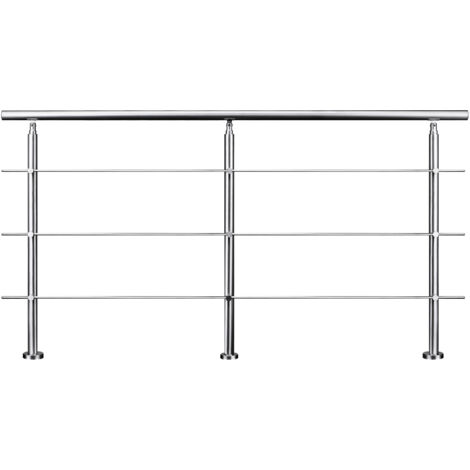 Ringhiera Balaustra Corrimano in acciaio inox spazzolato 220x106cm per interni ed esterni 3 barre trasversali