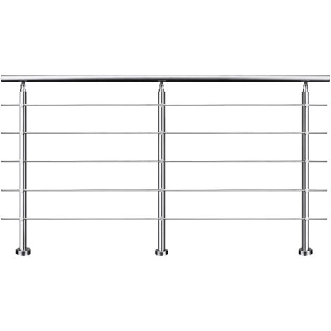 Ringhiera Balaustra Corrimano in acciaio inox spazzolato 220x106cm per interni ed esterni 5 barre trasversali