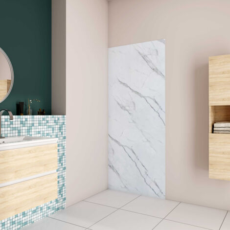 80x210 cm Pannello Doccia Realizzato in Alluminio Spessore 3mm con Profili Finitura Bianco Alba per Rivestimento Parete Bagno