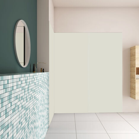 H.210 cm Pannello Doccia ad Angolo 40x120x120 cm Realizzato in Alluminio da 3 mm con Profili Finitura Bianco Avorio per Rivestimento Parete Bagno (1/5)