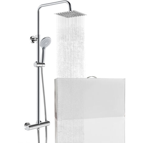 Colonna doccia con miscelatore termostatico, doccino rotondo 230x108mm con 3 modalità di getti, cromo