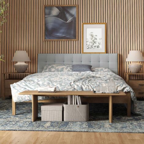 2 pezzi Pannelli decorativi fonoassorbenti L260xL30cm SP21mm in legno MDF，Colore di rovere scuro assorbimento acustico