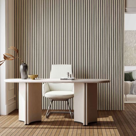 2 pezzi Pannelli decorativi fonoassorbenti L260xL30cm SP21mm in legno MDF,Colore di rovere assorbimento acustico