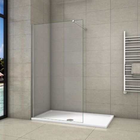 Parete Doccia Walk In Vetro Temperato Trasparente Anticalcare 8 mm Con Barra Stabilizzatrice regolabile da 73-120cm misura 100x200cm (1/5)
