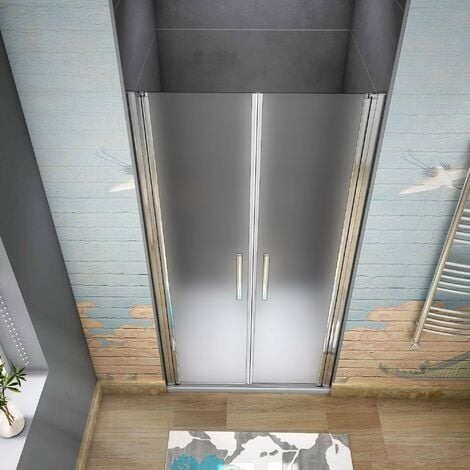 Box Doccia Per Nicchia Doppia Porta Battente Saloon In Vetro 6mm Temperato Opaco/Satinato Anticalcare 100x195cm