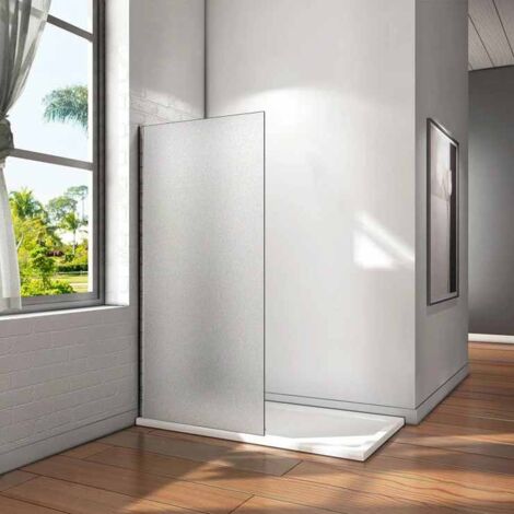 Walk In Parete Per Doccia Vetro Temperato 8mm Anticalcare Satinata-Opaca 110x200 cm Senza Barra Stabilizzatrice