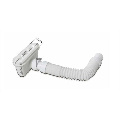 Sifone Pilettone di Scarico 162x41x62 mm con Uscita Orizzontale e Tubo Regolabile da 300 a 980 mm per Piatto Doccia Aica