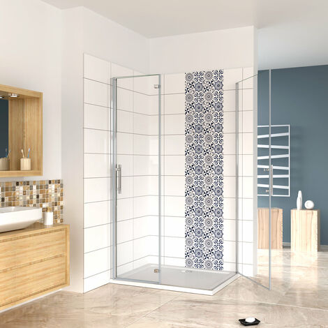 195 cm Box Doccia Angolare Porta Pieghevole 80 cm con Porta Battente 76 cm in Vetro 6 mm Temperato Anticalcare Trasparente Telaio Cromo Lucido (1/5)