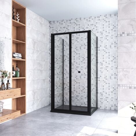 Porta della doccia a battente 80 x 195 x 1,92 cm Vetro e Metallo Nero opaco  SARASOTA