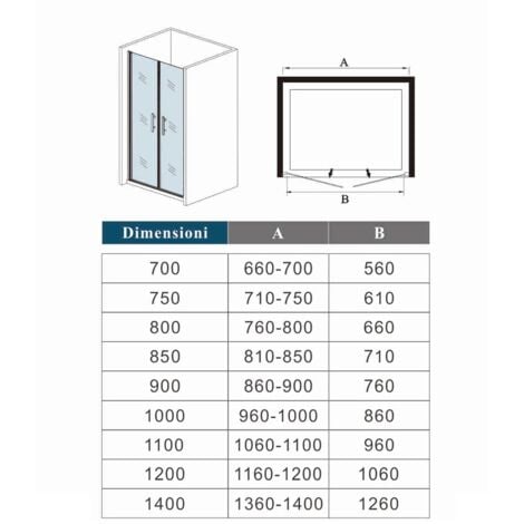 Box Doccia Per Nicchia Doppia Porta Battente Saloon In Vetro 6mm Temperato Opaco/Satinato Anticalcare 90x185cm