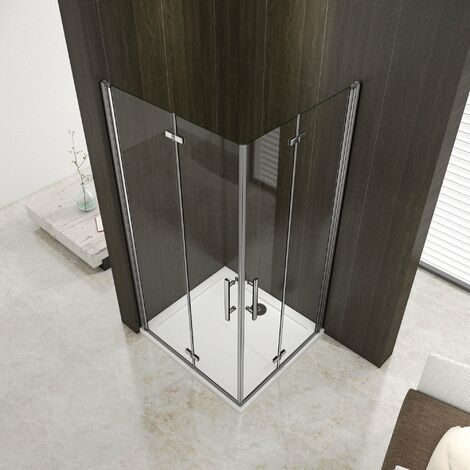 Box Doccia Angolare Due Porte Battente e Pieghevoli a Libro Vetro 6 mm Temperato Trasparente Anticalcare Telaio Cromato Lucido 120x110x195 cm
