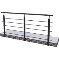 Ringhiera Balaustra in Alluminio Nero Opaco 200x100cm per interni ed esterni a Fissaggio a Parete