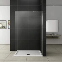 Walk-in Parete Doccia Con Barra Stabilizzatrice Snodabile 45 cm Vetro Temperato Anticalcare 80x200 cm, piatto doccia 90x90cm