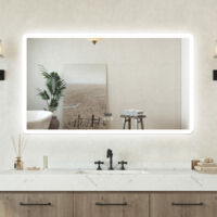 Specchio bagno Rettangolare 140x80cm Led Con 3 Luci Bluetooth + Orologio + Antiappannamento
