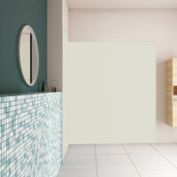 H.210 cm Pannello Doccia ad Angolo 40x90x120 cm Realizzato in Alluminio da 3 mm con Profili Finitura Bianco Avorio per Rivestimento Parete Bagno
