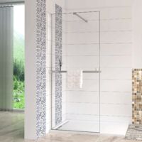 Box Doccia Walk In 120x190cm Vetro 8mm Anticalcare Trasparente Barra Stabilizzatrice da 90 cm Mensola Doccia 120cm