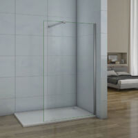 Walk In Parete Doccia Fissa Barra Stabilizzatrice Snodabile 90cm Vetro Temperato Anticalcare da 10mm Misura 120x200cm