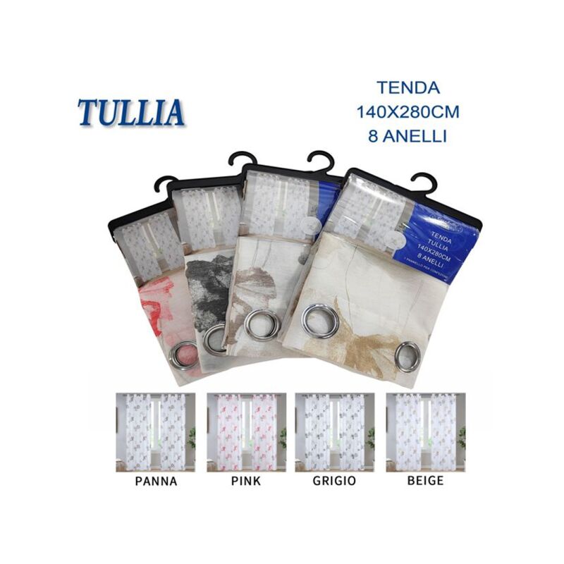 Trade Shop - Tenda Tullia Cuori Pannello Singolo 8 Borchie Porta Finestra  Bastone 140x280 Cm