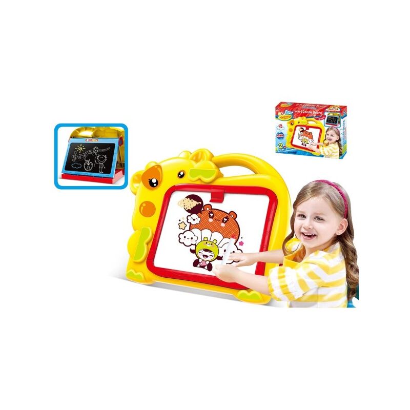 Trade Shop - Lavagna Magnetica Bambini Hippo 2in1 Con Gessetti