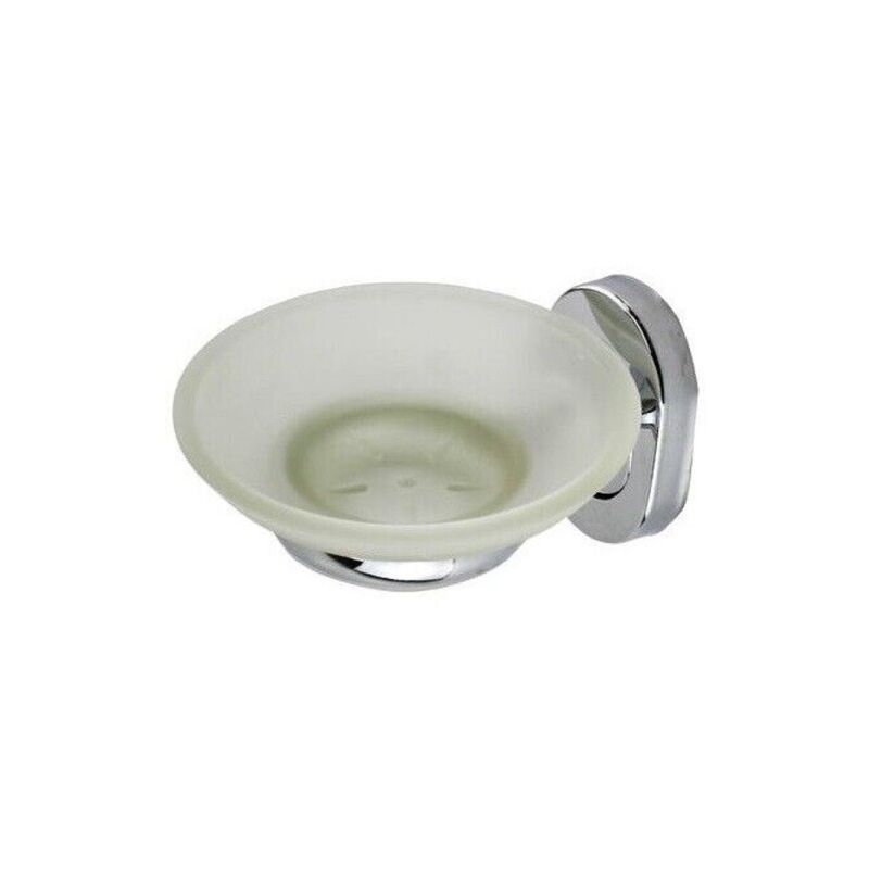 Trade Shop - Porta Sapone Saponetta Con Piattino Vetro Satinato Parete  Accessorio Bagno 69185