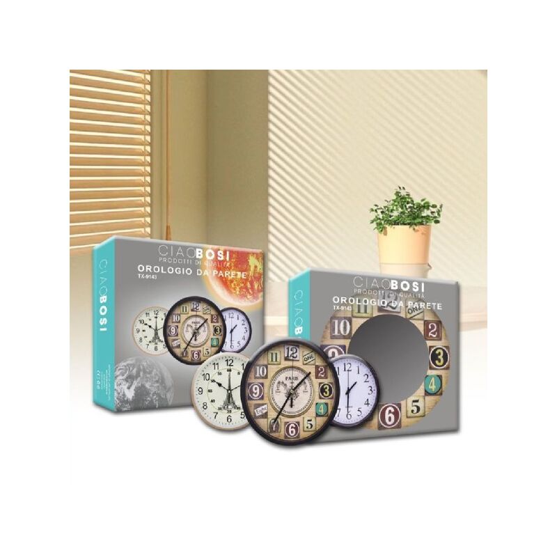 Trade Shop - Orologio Da Parete Muro Diametro 30cm Casa Cucina Vari Modelli  Assortiti Tx-9143