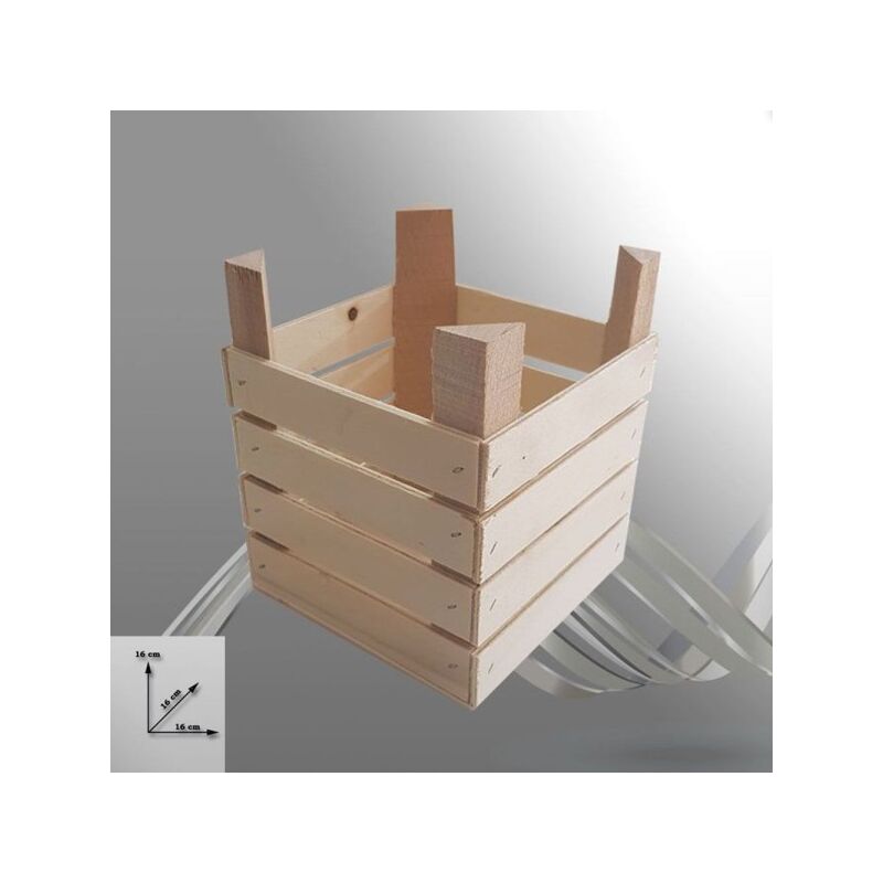 Trade Shop - Cassetta Cassettina Porta Oggetti Legno Quadrata Decorazione  16x16x16 Cm 702109 Legno Chiaro