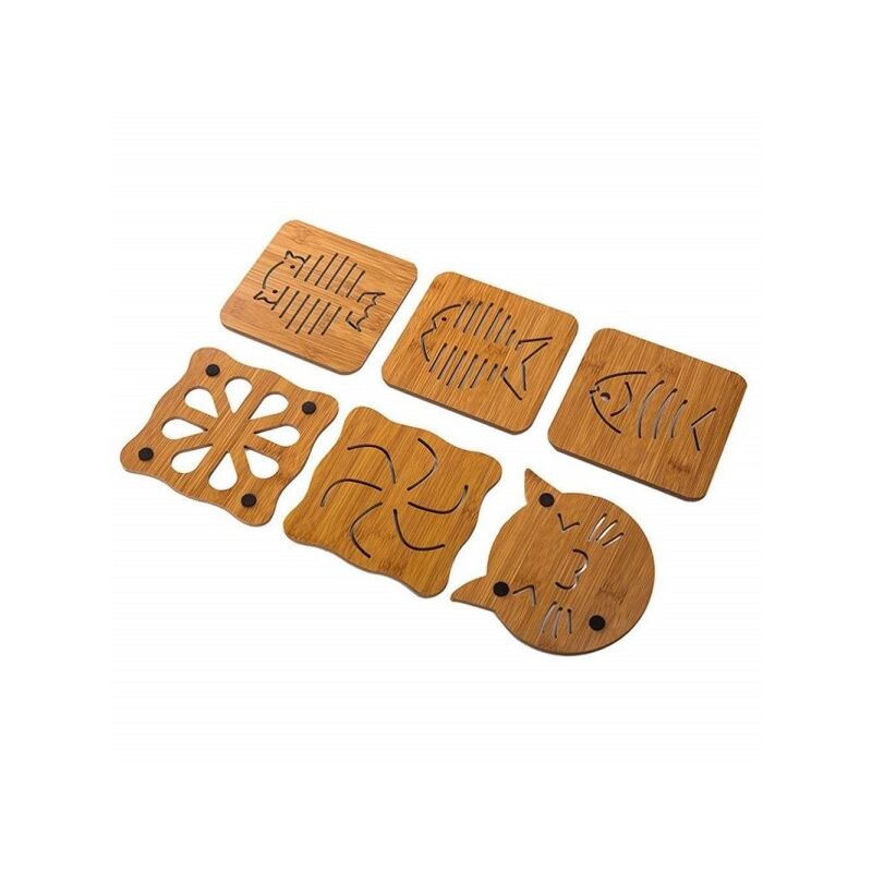 Trade Shop - Set 4pz. Sotto Pentola Animali Pentole In Legno Protegge Le  Superfici Dal Calore