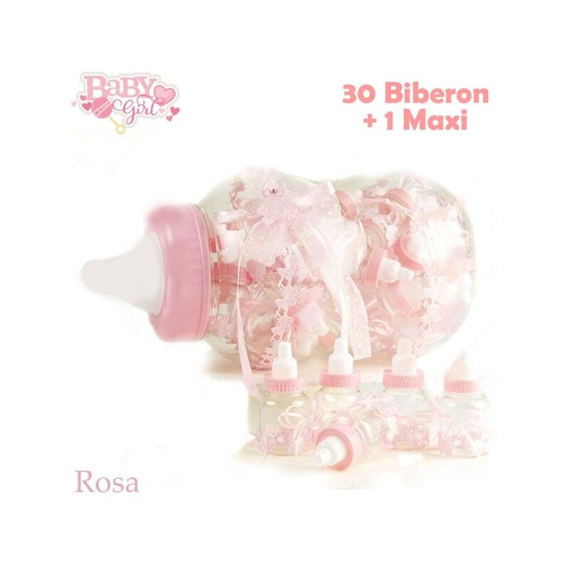 Bomboniera Nascita Magnete Biberon Rosa e Oro Bimba