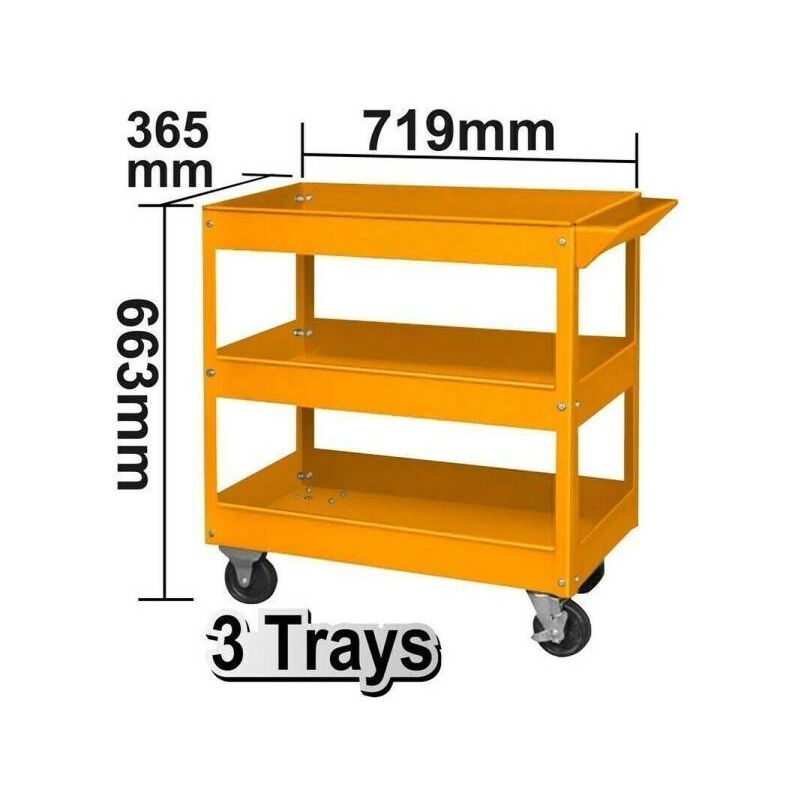 CARRELLO PER ATTREZZI DA OFFICINA PORTAUTENSILI 3 RIPIANI CON 4 RUOTE