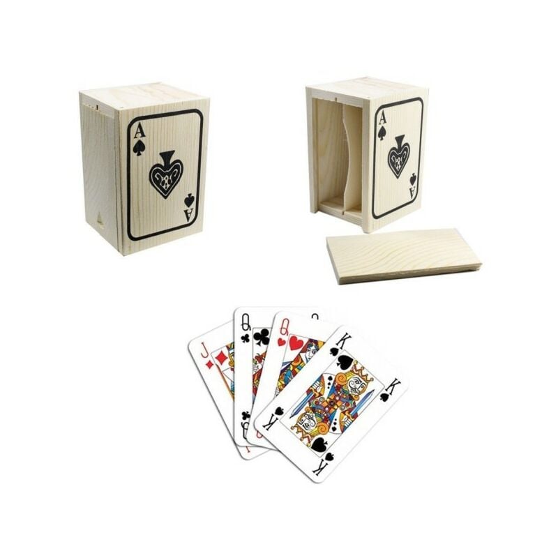 Trade Shop - Porta Carte Gioco Scatola Legno Confanetto Decoupage Poker Scala  40 Decoro