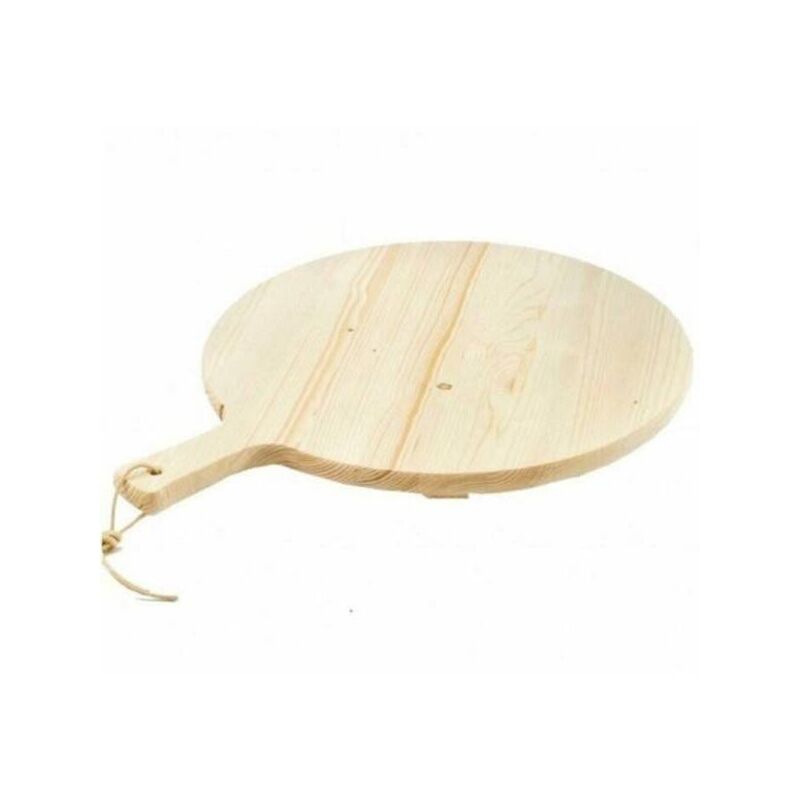 Trade Shop - Tagliere Legno Rotondo Affetta Pane Salumi Carne Pizza Con  Manico 41x30cm 74198