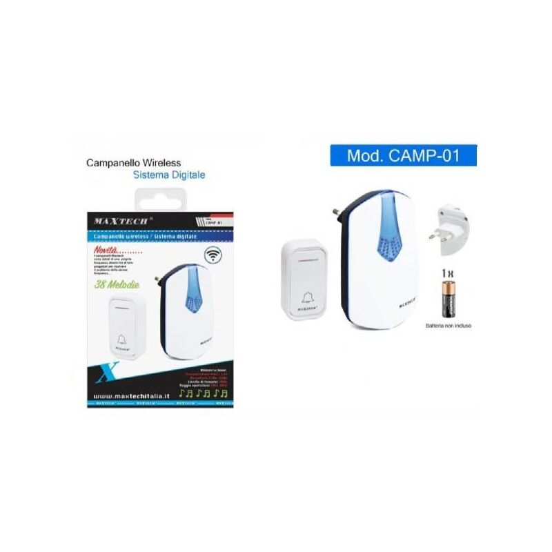 Trade Shop - Campanello Wireless Con Spina Wifi Raggio 80m A Led Senza Fili  Maxtech Camp-01