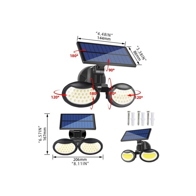 2PZ FARETTO LED Da Esterno Con Pannello Solare Sensore Di Movimento  Crepuscolare EUR 15,90 - PicClick IT