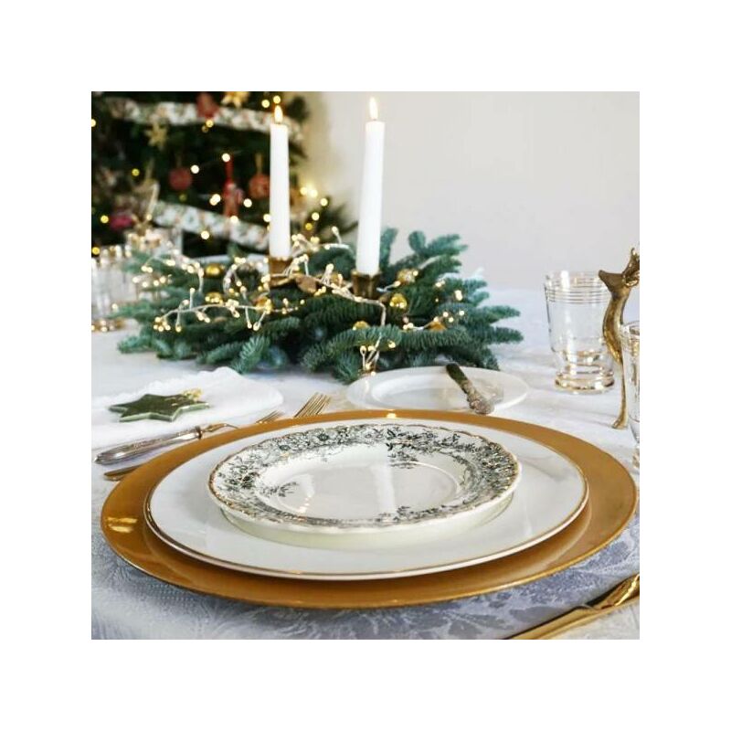 6 X SOTTOPIATTI NATALIZI PLASTICA 33CM DECORAZIONI NATALE TAVOLA GOLD