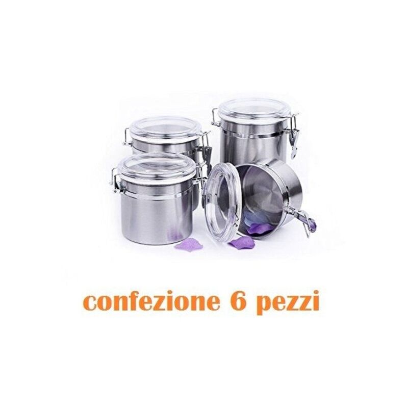 Trade Shop - Set 4pz Contenitori Per Alimenti In Acciaio Per Tè