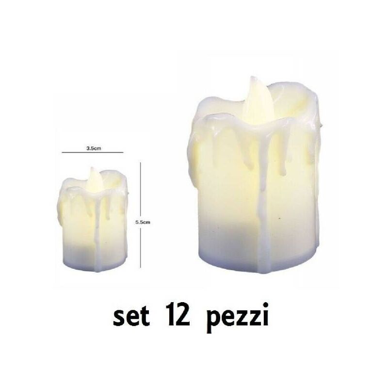 Trade Shop - Set 12 Pz Candele Led Lumini Con Goccia A Batteria Luce  Decorazione Tealight
