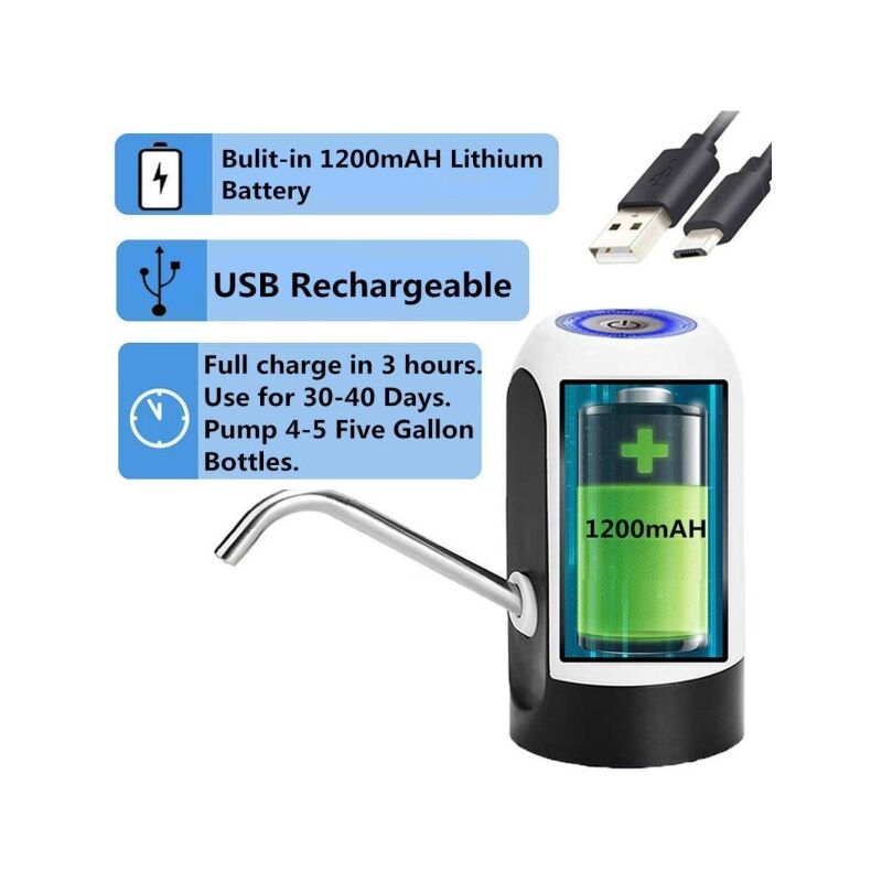 Trade Shop - Dispenser Erogatore D'acqua Rubinetto Elettrico Per Boccioni  Ricaricabile Usb