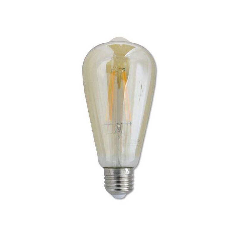 Trade Shop - Lampadina Led Filamento 8w St64 E27 Luce Calda 2600k 880lmn  Vetro Ambrato T64-oc