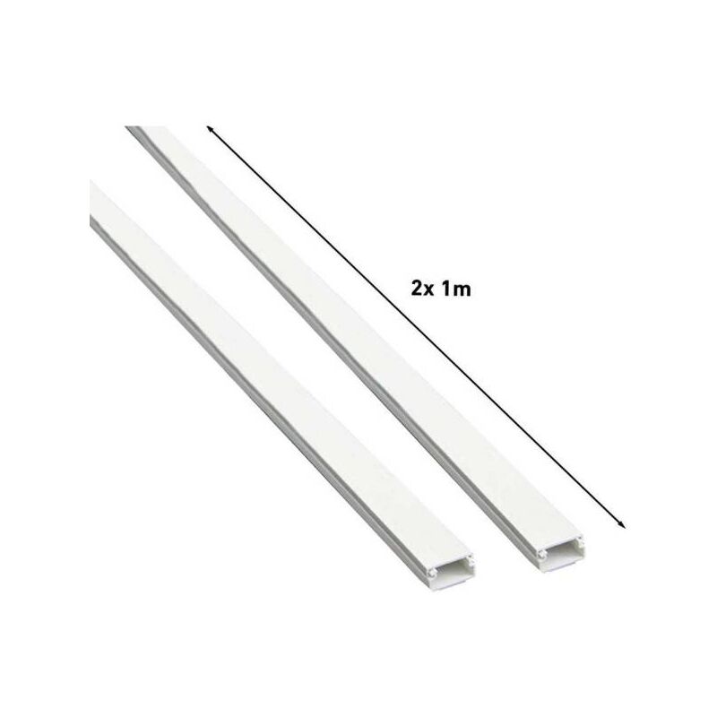 Trade Shop - Set 2 Canalina Elettrica Passacavi Adesiva Da 1mt In Plastica  Bianco 20 X 10 Mm